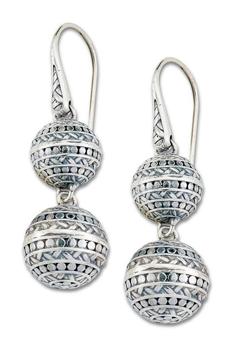 Filigree Double Ball Drop Earrings