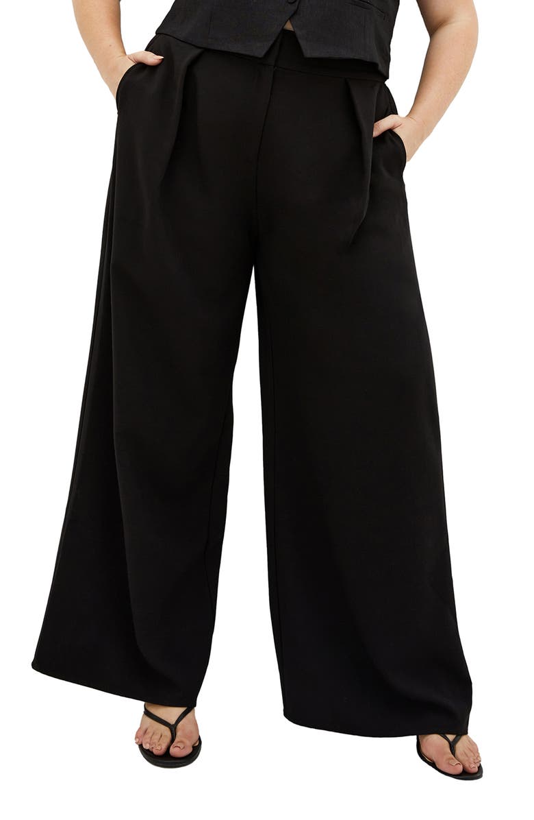 City Chic Dee Front Pleat Wide Leg Pants, Main, color, 