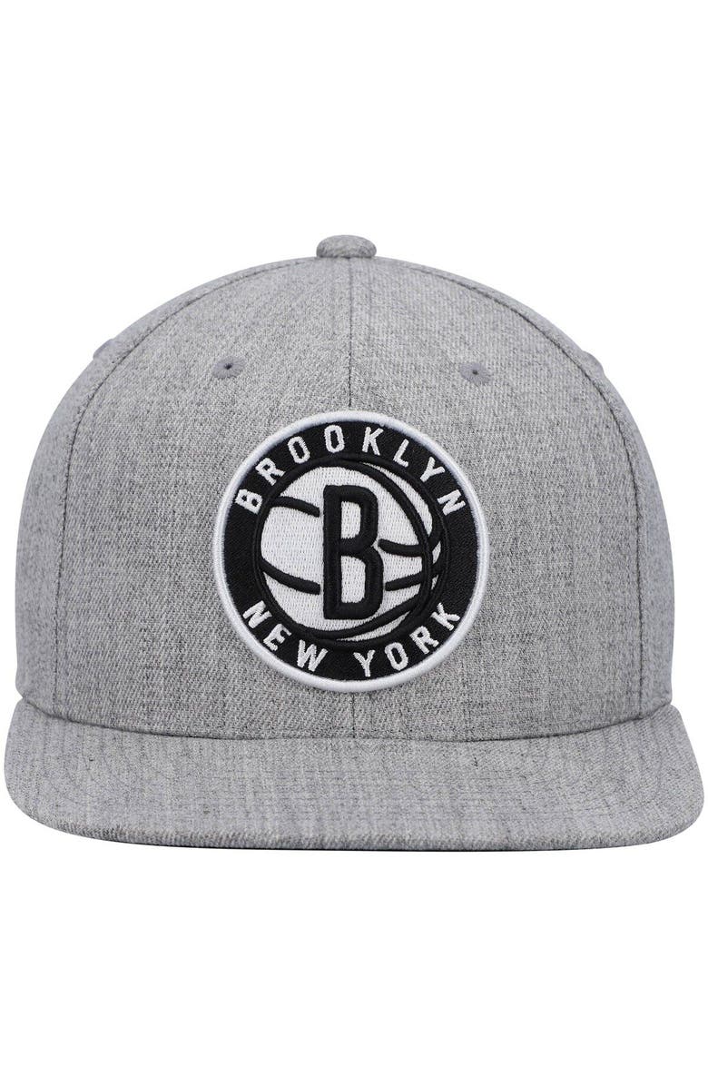 Mitchell & Ness Men's Mitchell & Ness Heathered Gray Brooklyn Nets 2.0 Snapback Hat, Alternate, color, 
