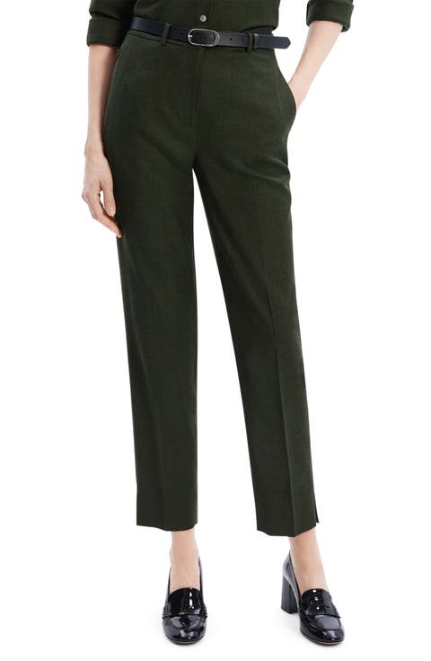 Sleek Flannel High Waist Taper Pants