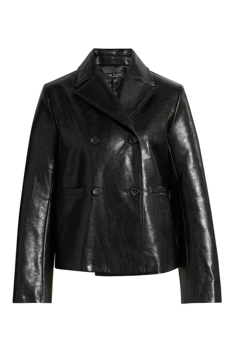 Finley Faux Leather Coat, Alternate, color, BLACK