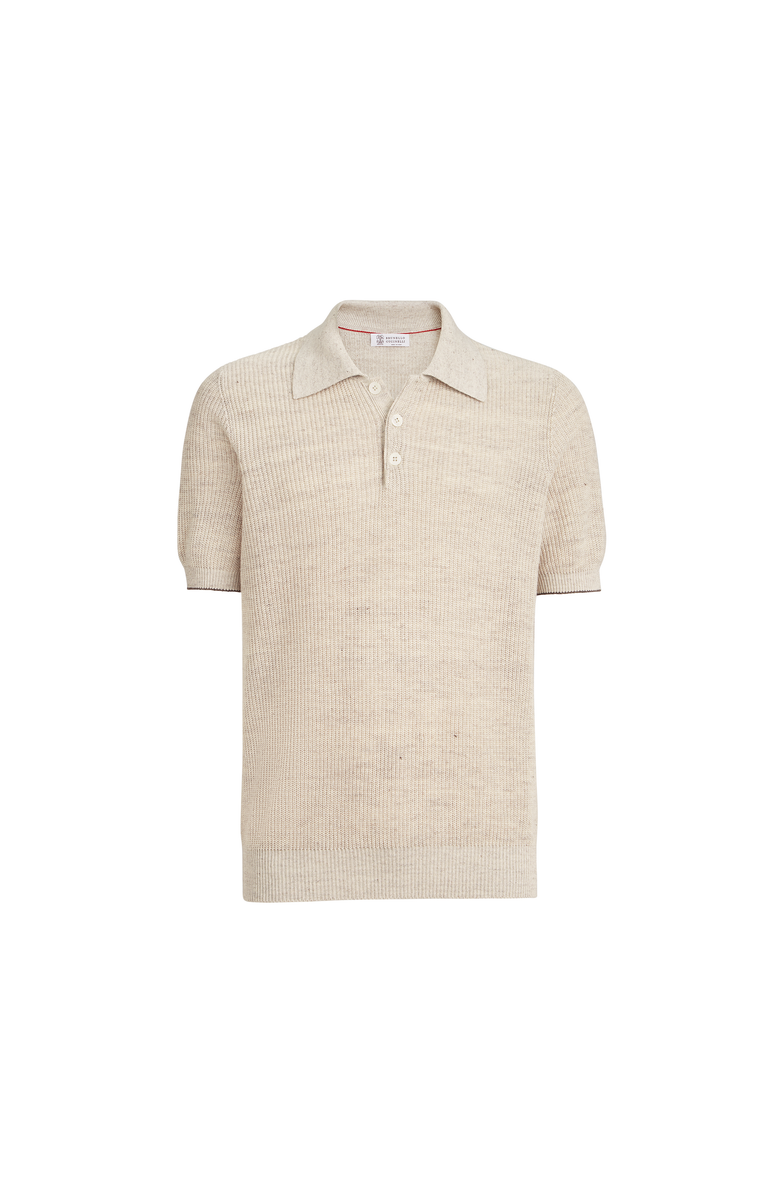 Brunello Cucinelli Half English rib knit polo, Main, color, Yuta