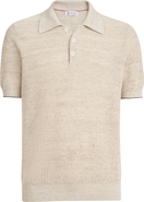 Brunello Cucinelli Half English rib knit polo