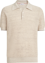 Brunello Cucinelli Half English rib knit polo