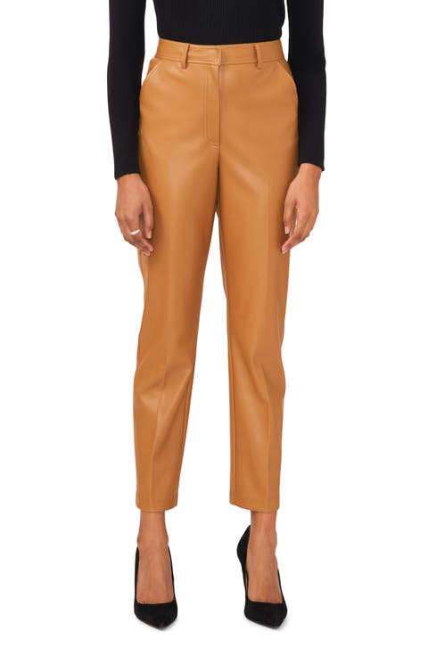 Straight Leg Faux Leather Trousers