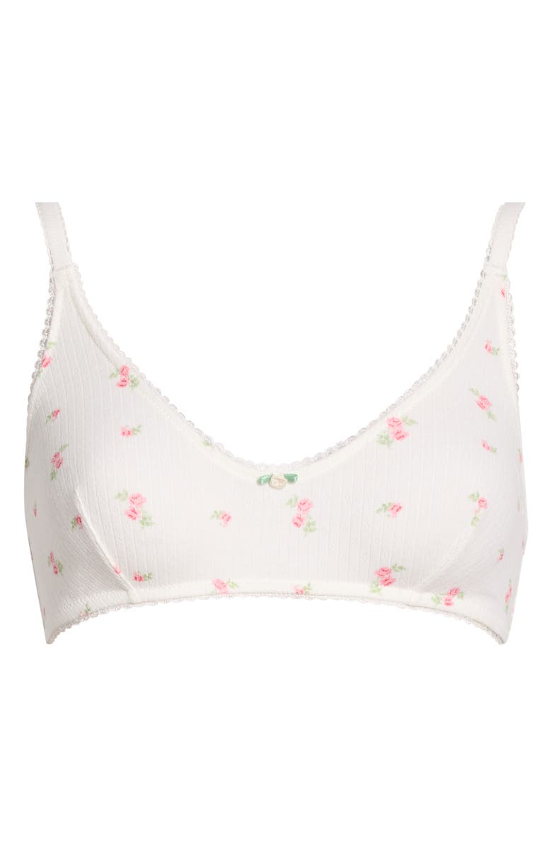Etam Sleepover Stretch Cotton Bralette, Main, color, Print Ecru Backgr