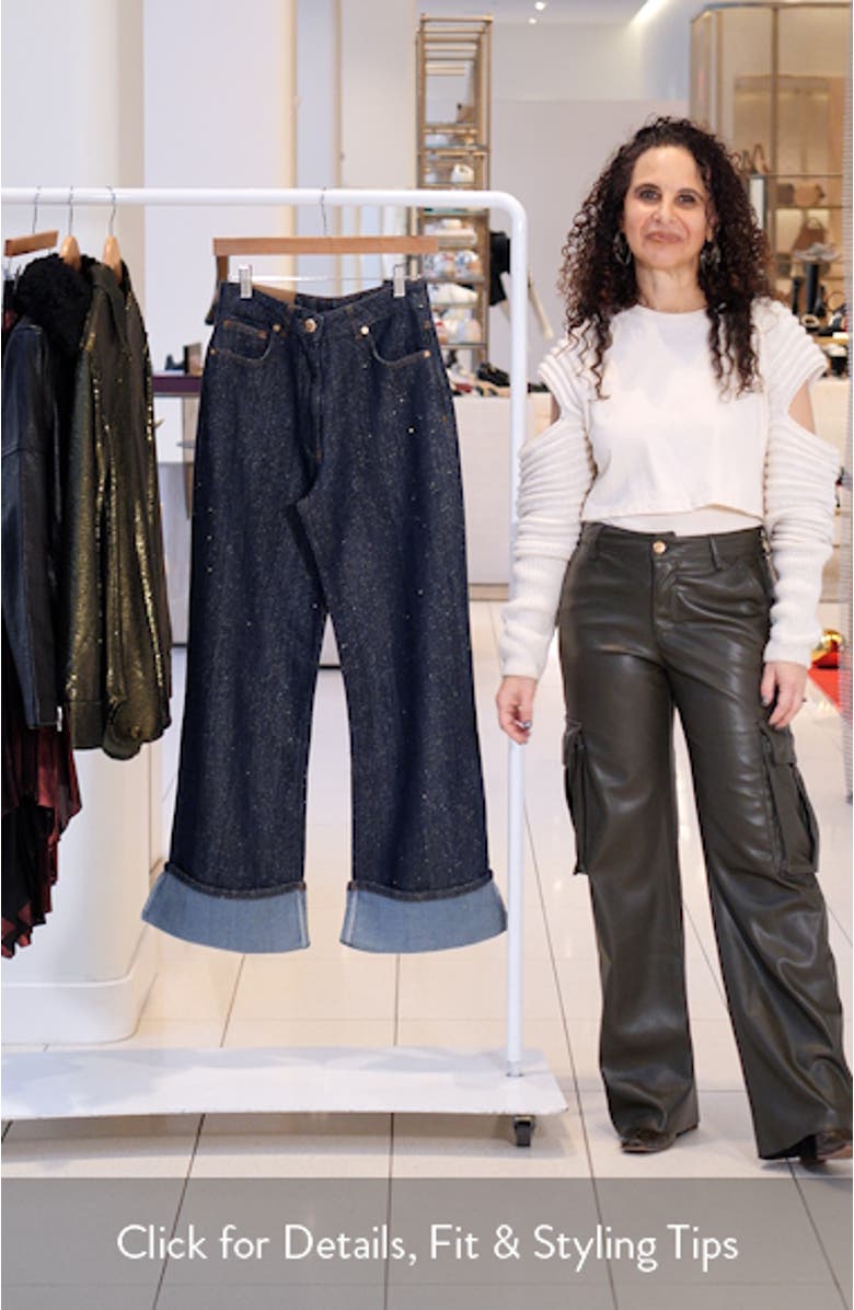 Denim Shine High Waist Cuffed Wide Leg Jeans, sales video thumbnail