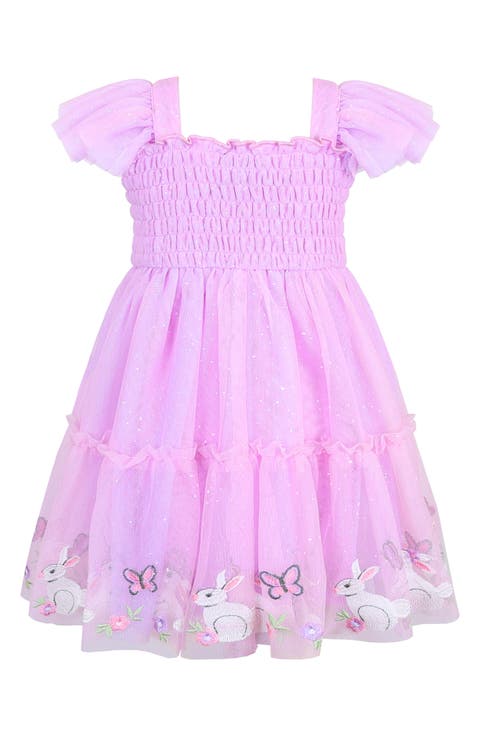 Smocked Mesh Bunny Dress (Baby & Toddler)