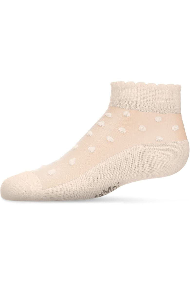Kid's Flocked Dot Anklet with Scalloped Cuff, Main, color, Latte