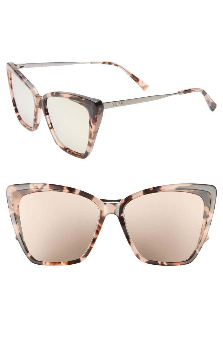 DIFF Becky II 56mm Cat Eye Sunglasses, Alternate, color, Pink/ Taupe/ Himalayan