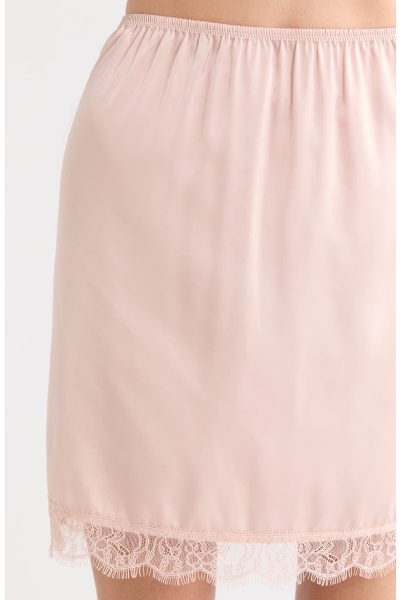 Scalloped Lace Trim Satin Slip Skirt, Alternate, color, PINK SEPIA