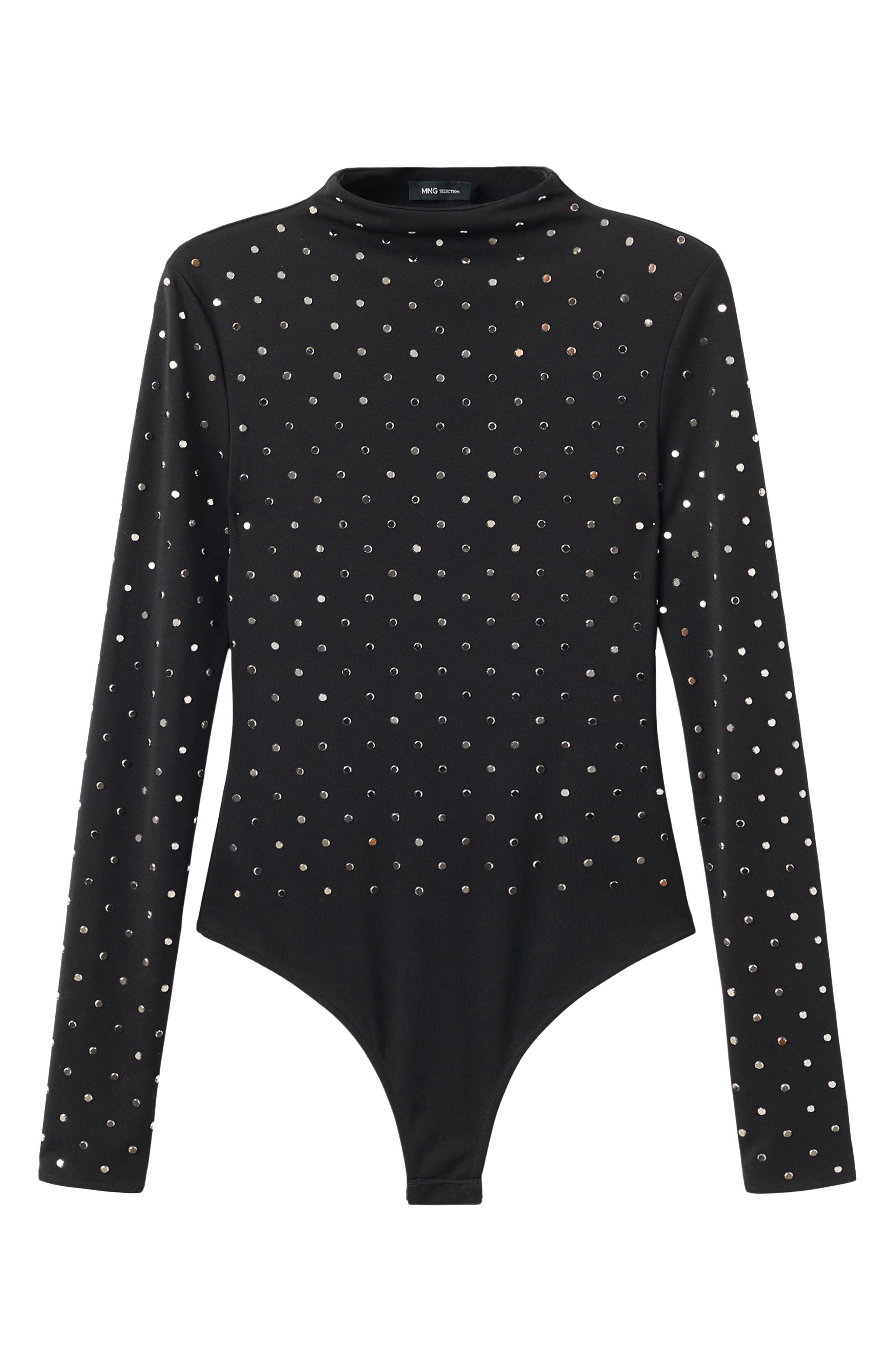 MANGO Selection Crystal Embellished Long Sleeve Bodysuit