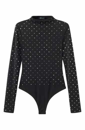 MANGO Selection Crystal Embellished Long Sleeve Bodysuit