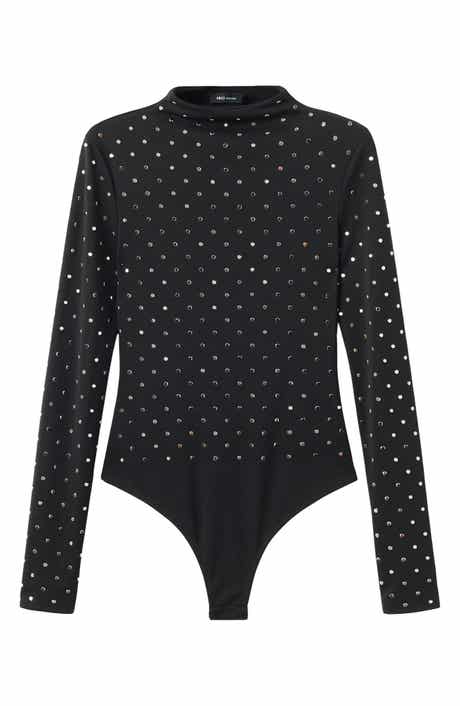 MANGO Selection Crystal Embellished Long Sleeve Bodysuit