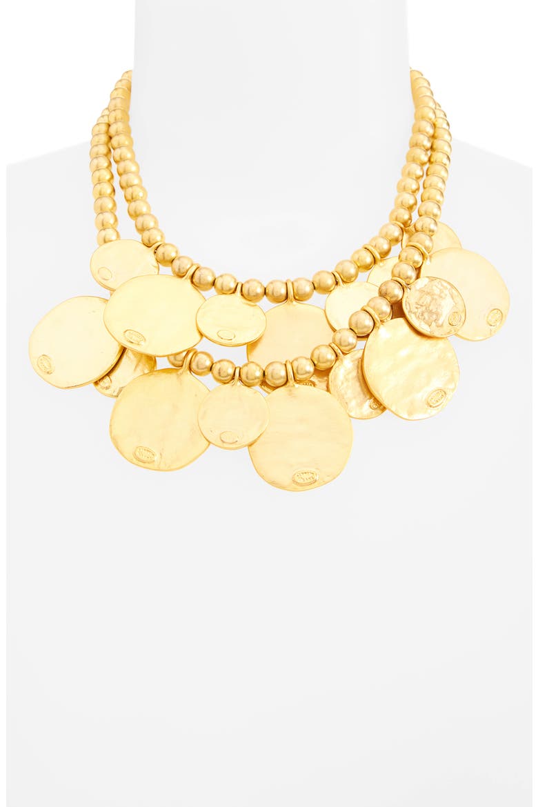 Multistrand Coin Statement Necklace, Alternate, color, GOLD