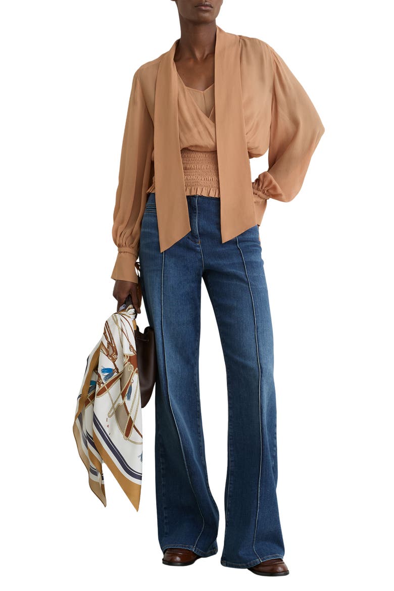 Phoebe Tie-Neck Smock Top, Alternate, color, RUST ORANGE