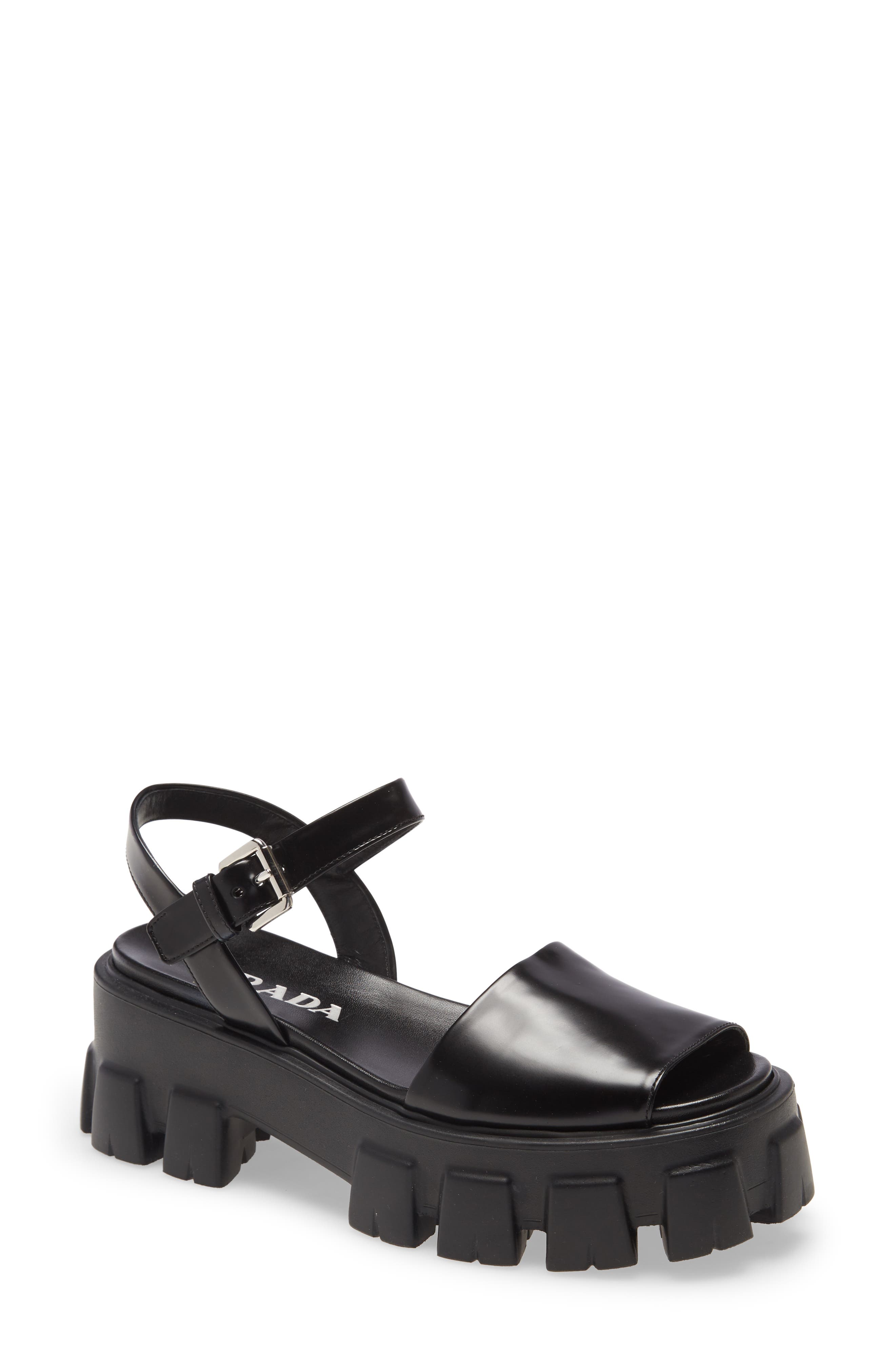 Prada Monolith Lug Sole Sandal, Main, color, 