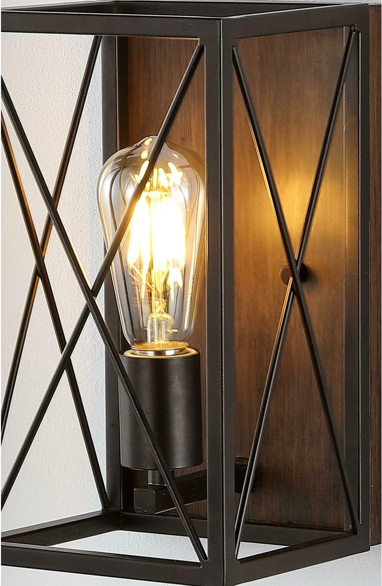 JONATHAN Y Norris 1-Light Farmhouse Rustic Iron LED Sconce, Alternate, color, Oil Rubbed Bronze