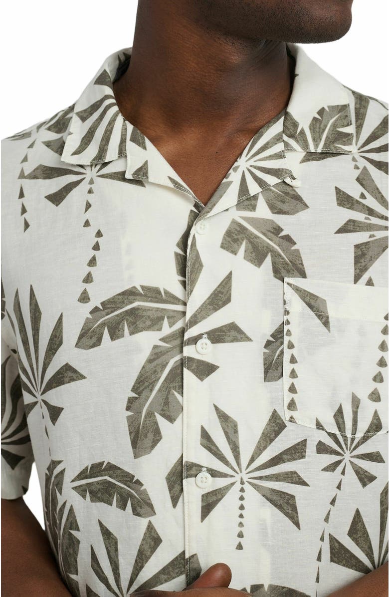 Onia Air Linen Vacation Shirt, Alternate, color, Olive Multi