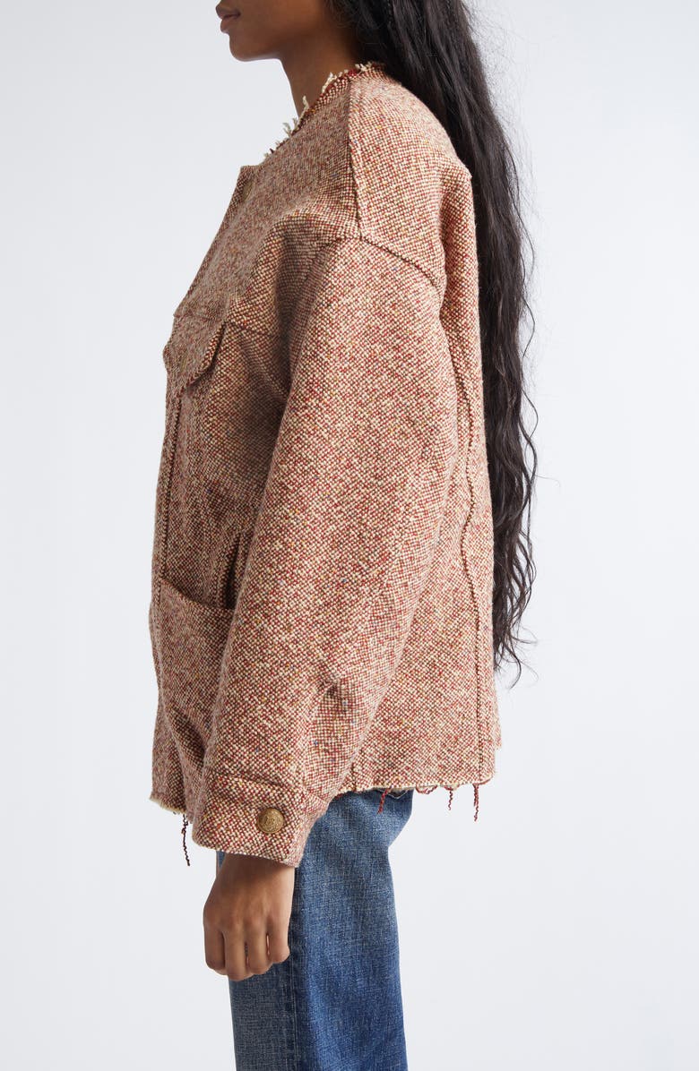 R13 Lacey Trucker Jacket, Alternate, color, Red / Cream