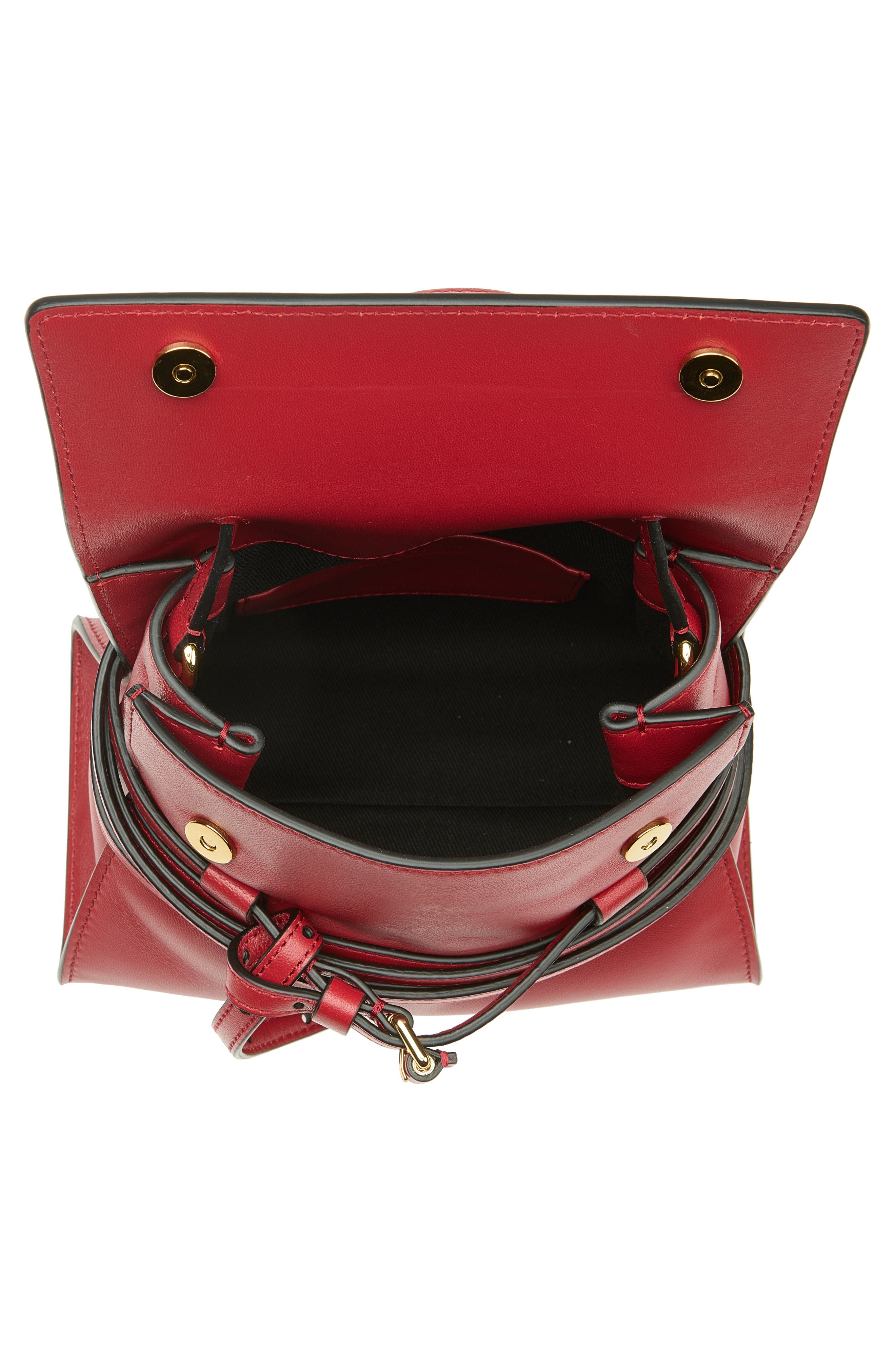 Tie Me Leather Top Handle Bag, Alternate, color, RED
