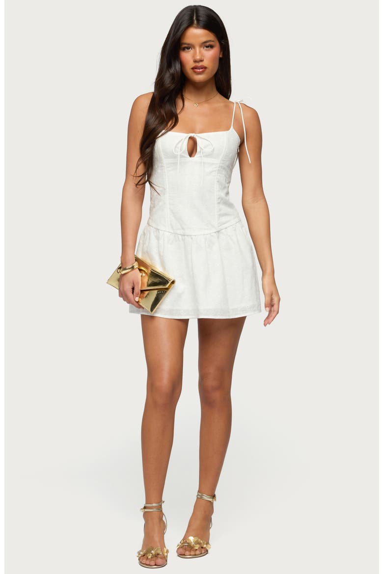 Kaira Boned Minidress, Alternate, color, WHITE
