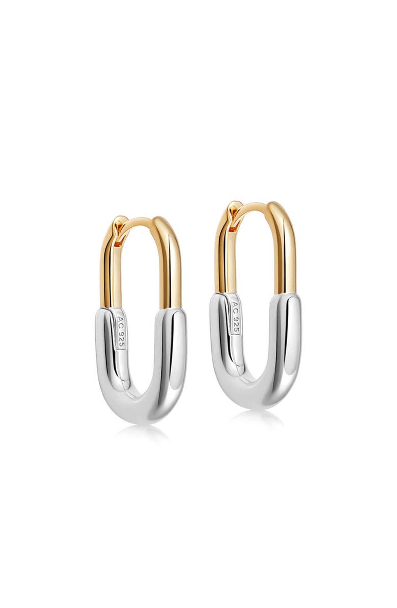 Astley Clarke Gold and Silver Celestial U-Shape Hoop Earrings, Main, color, Gold And Silver