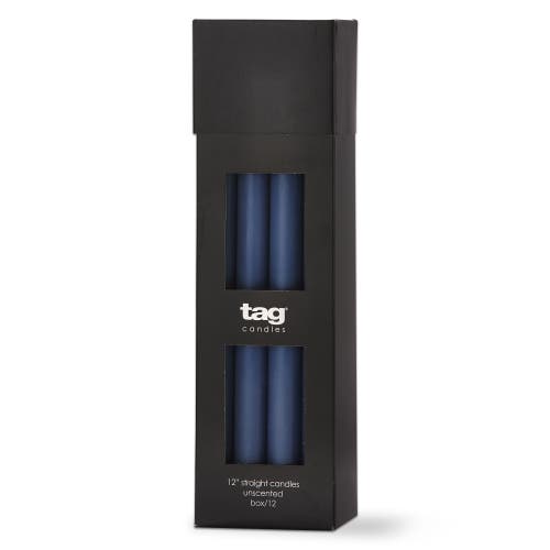 Tag Set Of 12 Color Studio Denim Blue Straight Candles In Multi