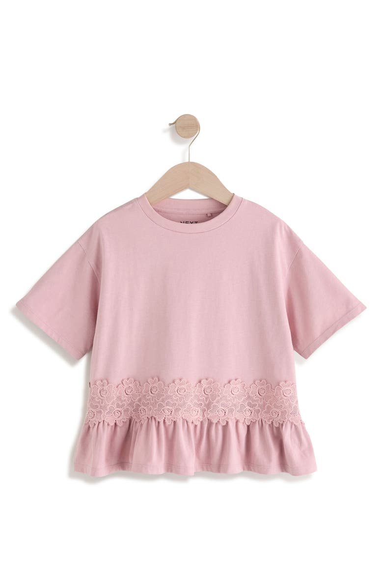 NEXT Kids' Lace Accent Peplum T-Shirt, Main, color,
