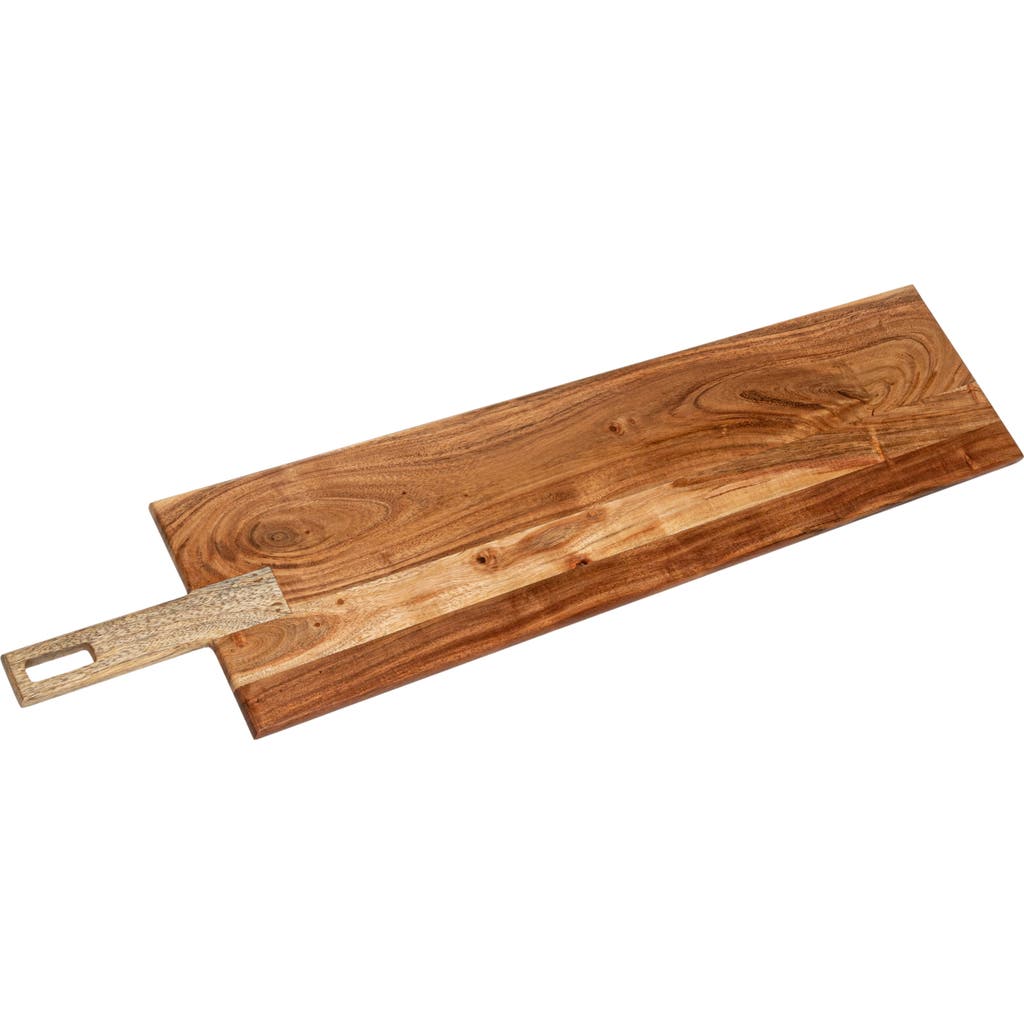 Storied Home Acacia And Mango Wood Cheese And Serving Board With Handle, Natural In Brown