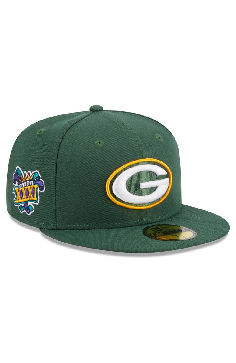 New Era Men's New Era Green Green Bay Packers Main Patch 59FIFTY Fitted Hat, Main, color, Green