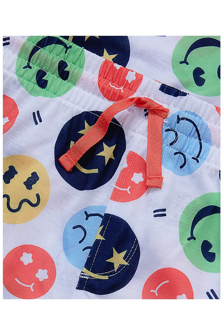 Boys Short Sleeve Tee and Shorts Pajama Set, Alternate, color, Smiley Faces/White