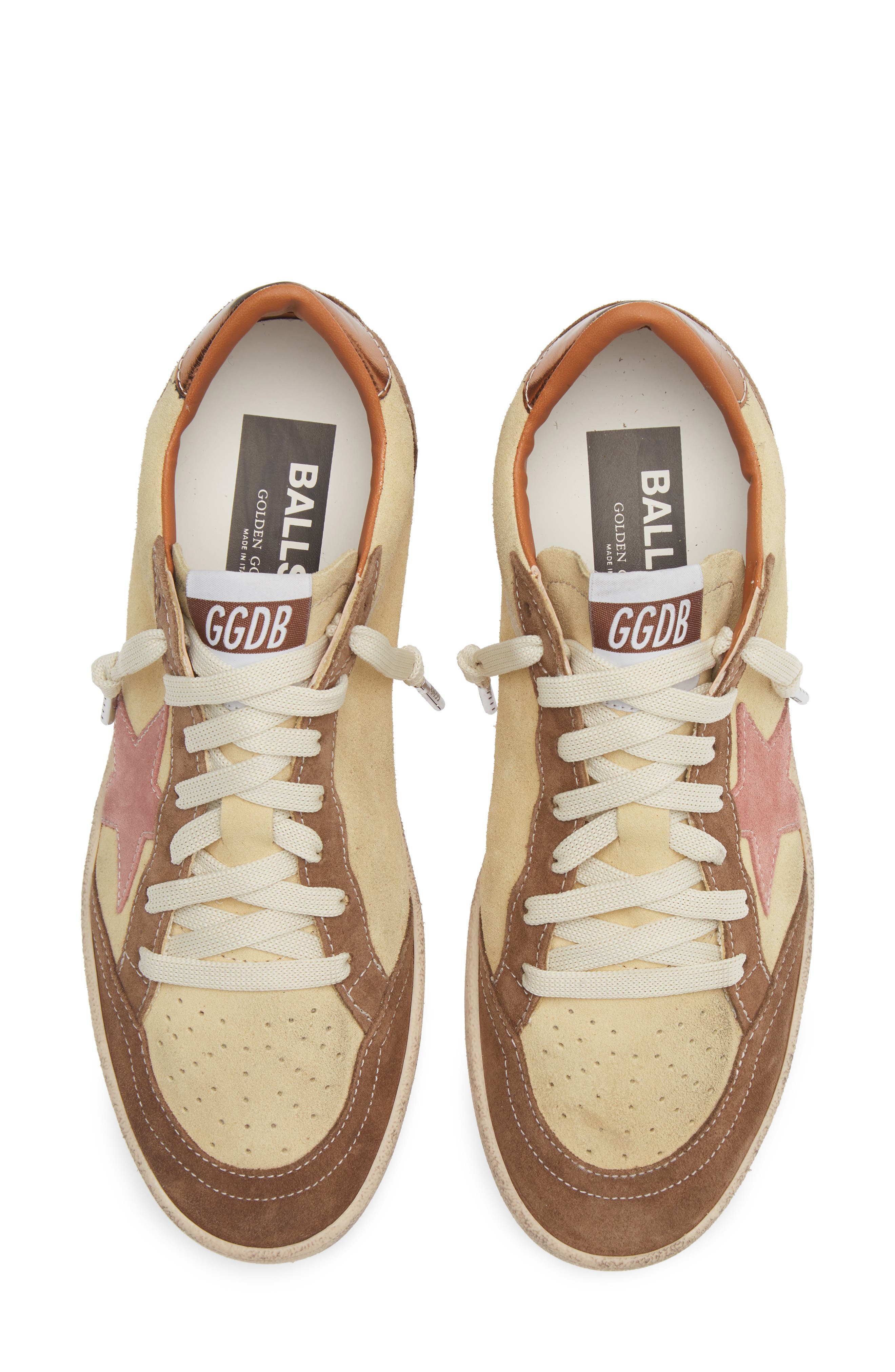 Suede Ball Star Sneaker, Alternate, color, YELLOW/ BEIGE/ PINK/ BRONZE
