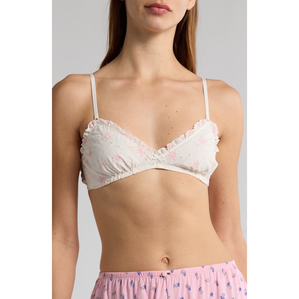 Florence By Mills Eyelet Cotton Bralette In Blue
