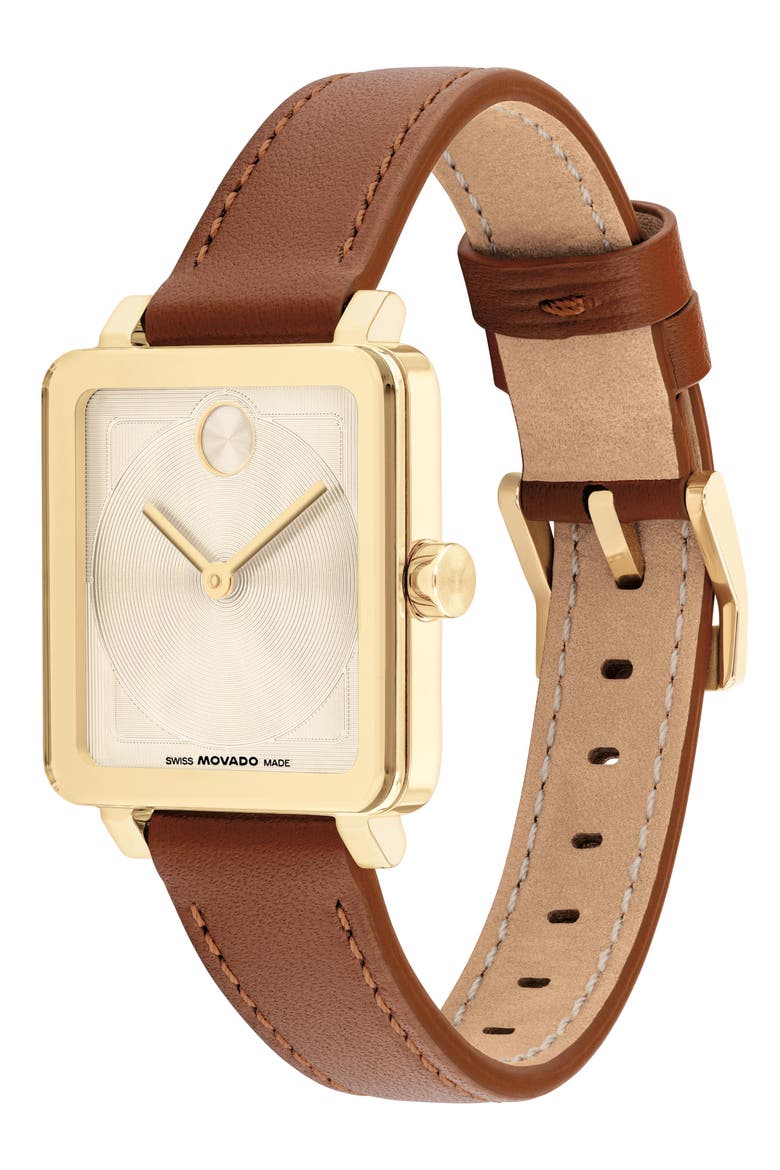 Bold Evolution 2.0 Leather Strap Watch, 34mm, Alternate, color, GOLD