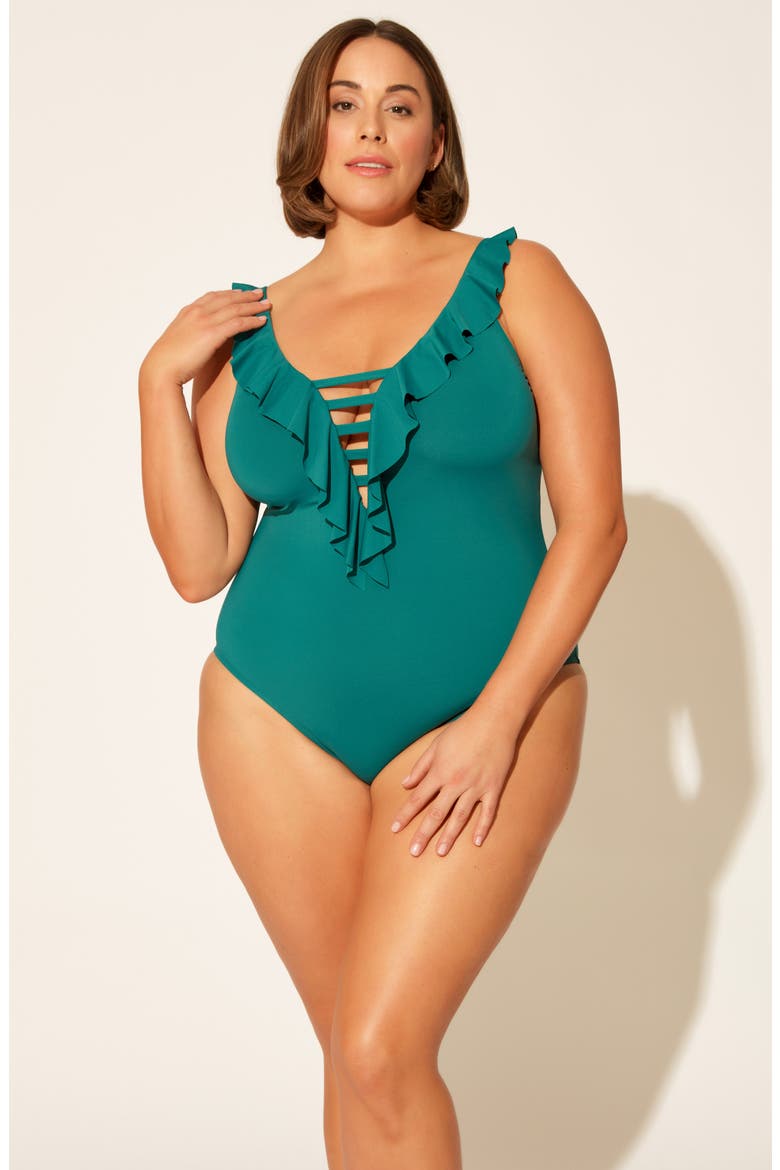 Rufflicious One-Piece Swimsuit, Alternate, color, OCEANSIDE