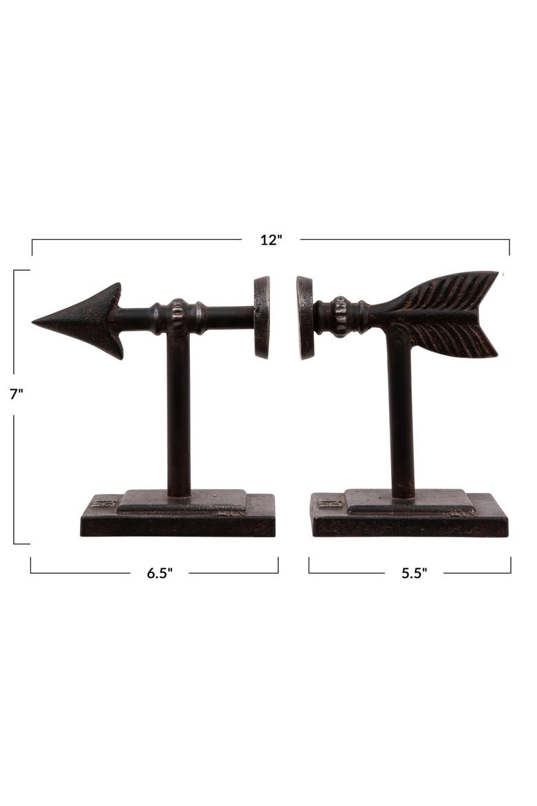 Decorative Cast Metal Arrow Bookends, Bronze, Set of 2, Alternate, color, Brown