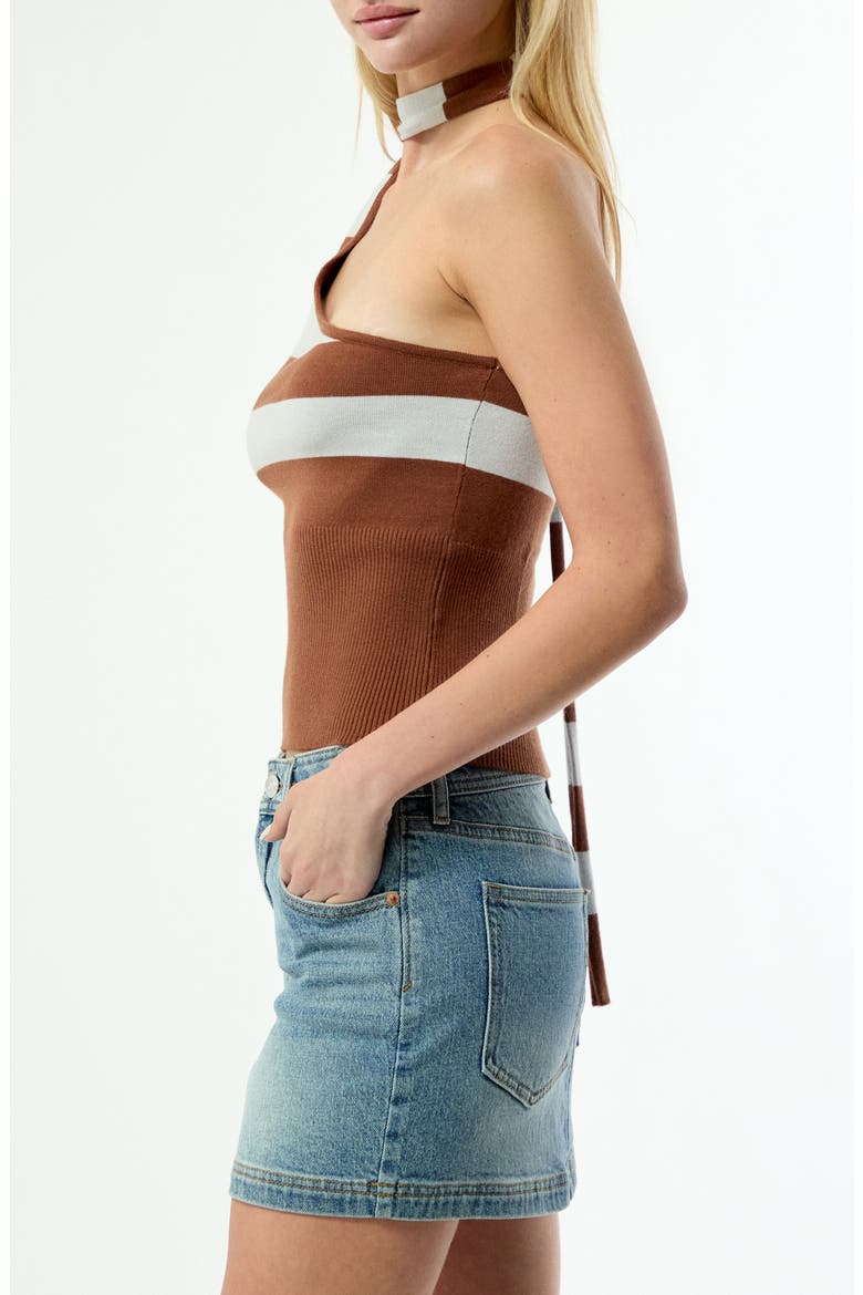 Vanessa Scarf Knit Top, Alternate, color, BROWN
