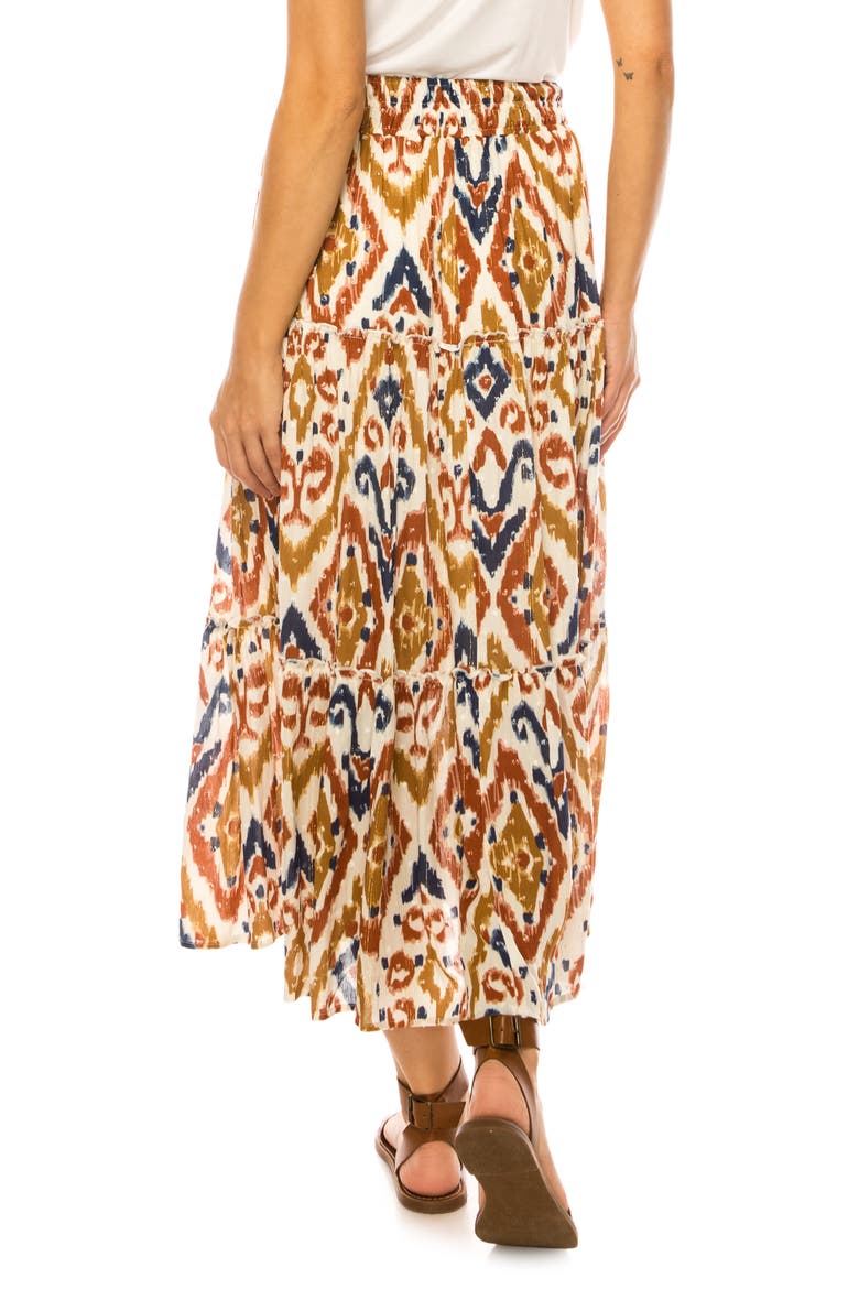 Ikat Print Midi Skirt, Alternate, color, SNOW WHITE