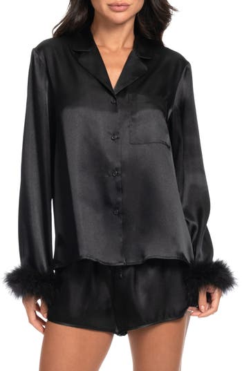 In Bloom By Jonquil Rory Feather Trim Satin Short Pajamas