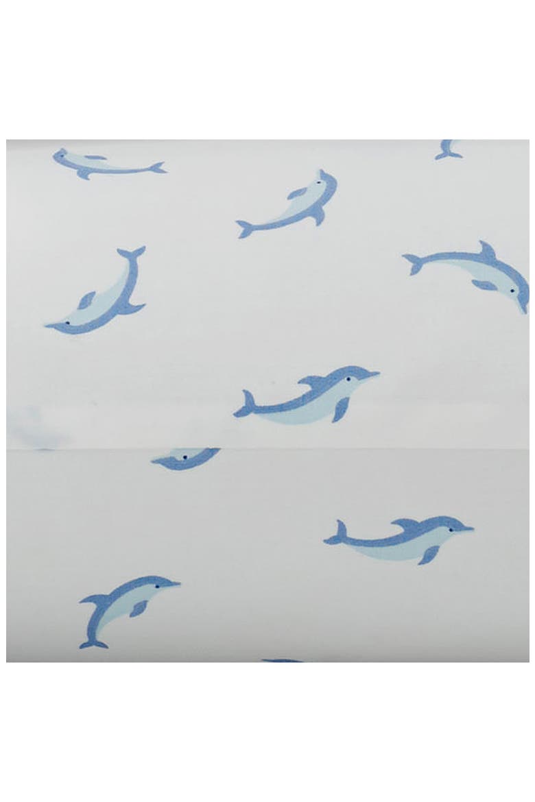 Dolphin Print 200 Thread Count Cotton Percale Sheet Set, Alternate, color, LIGHT PASTEL BLUE