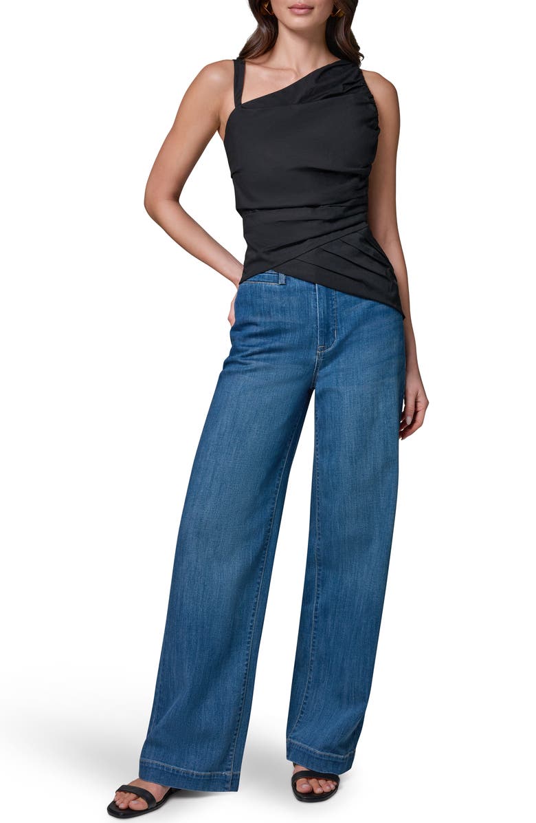 Donna Karan New York Stretch Poplin Top, Alternate, color, Black