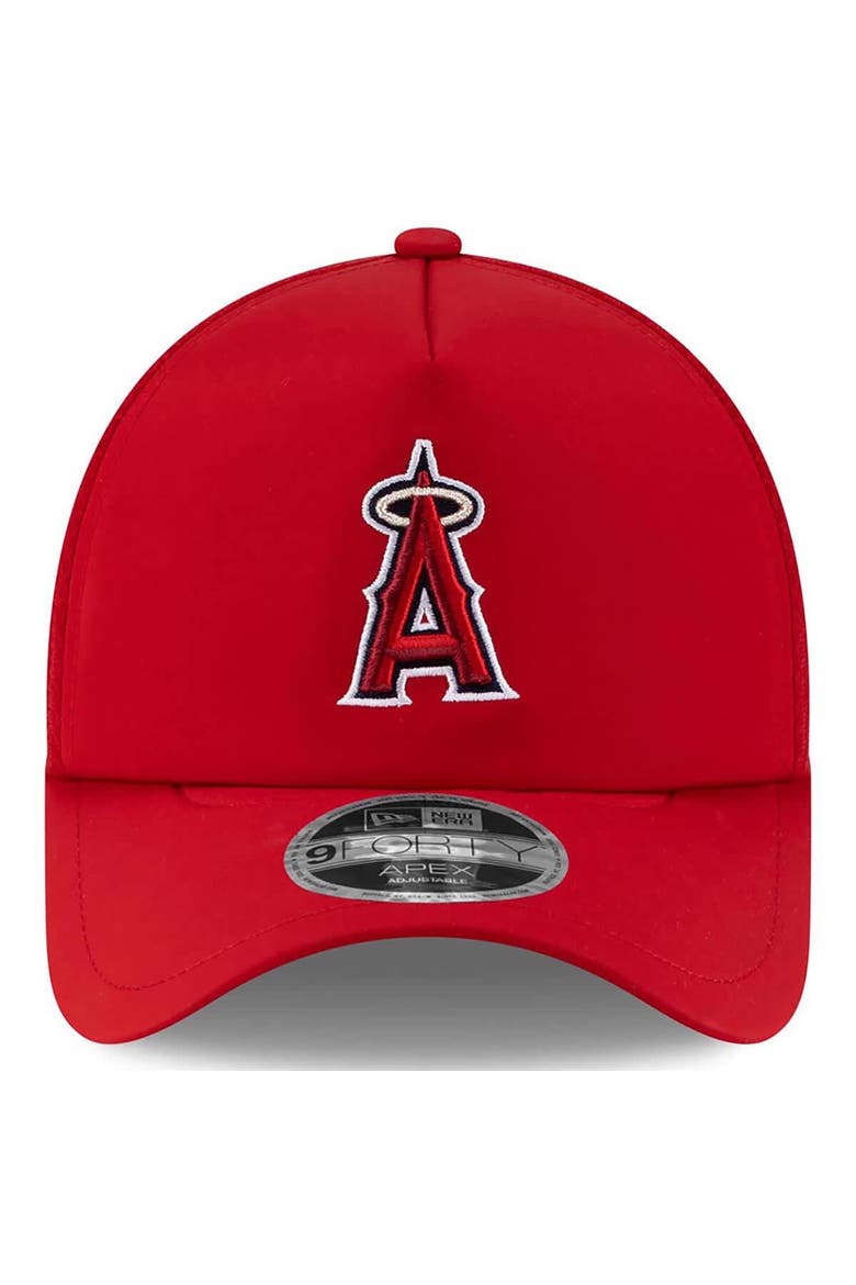 Men's New Era Red Los Angeles Angels 2026 Batting Practice Apex 9FORTY Adjustable Trucker Hat, Alternate, color, Red