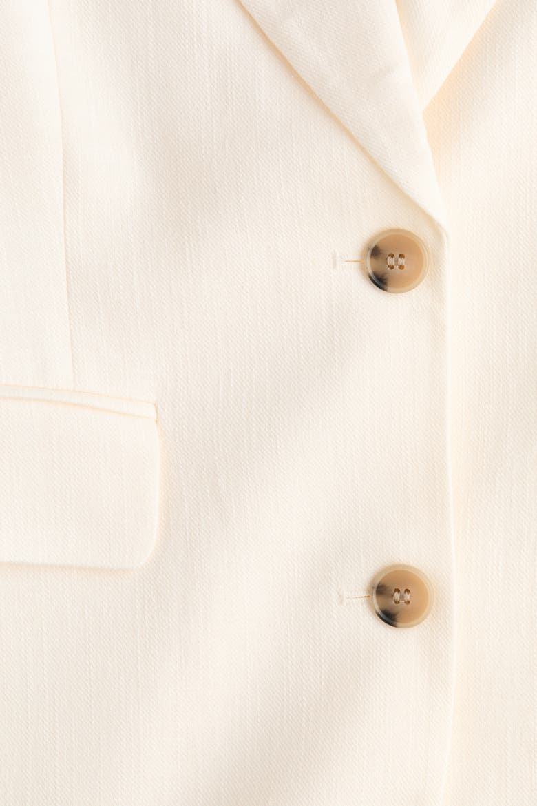 Single-breasted Linen-blend Blazer, Alternate, color, Cream