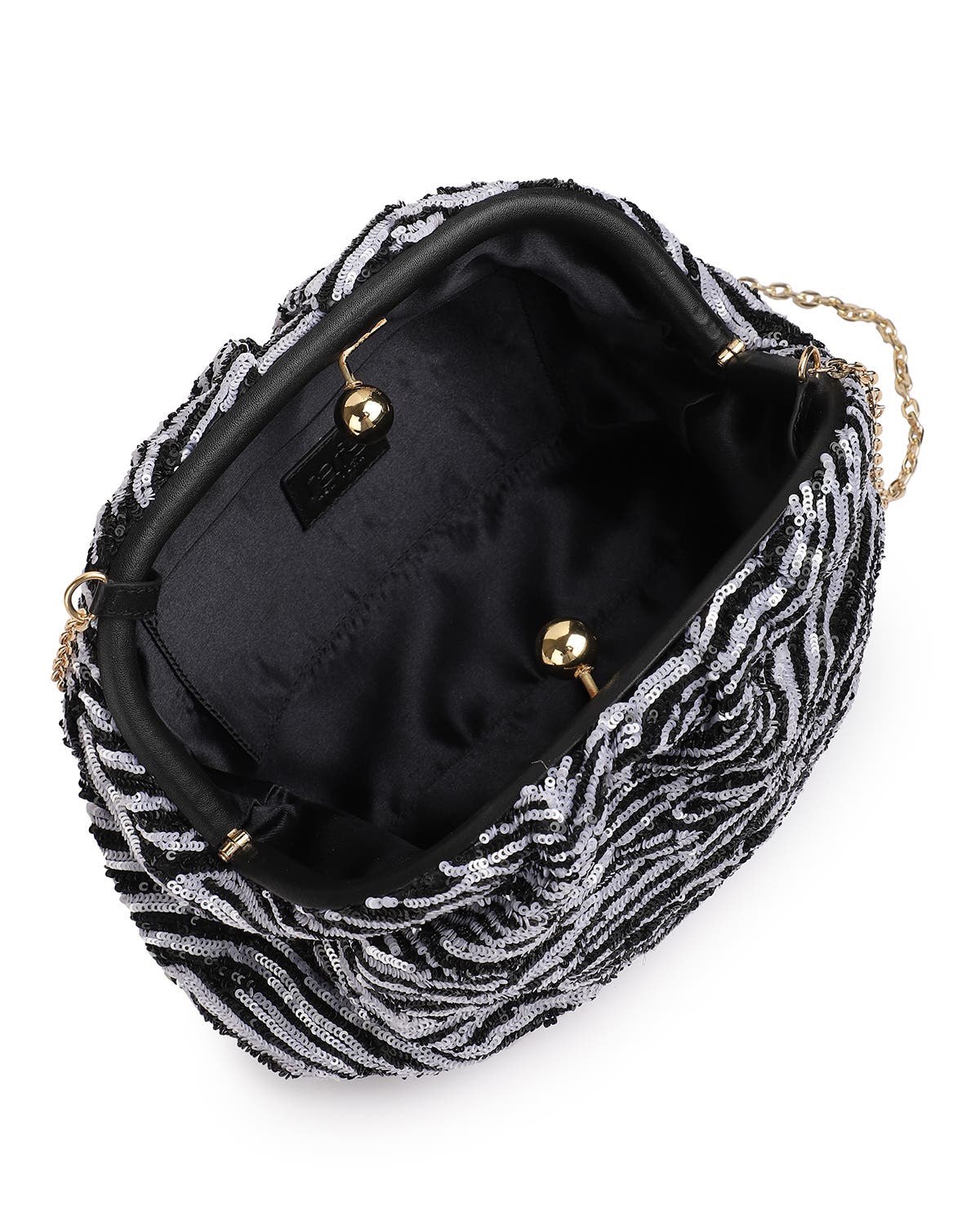 Rafe New York Aya Woven Leather Frame Clutch, Alternate, color, Black / White