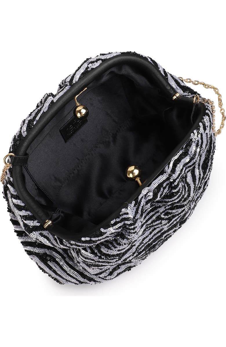 Rafe New York Aya Woven Leather Frame Clutch, Alternate, color, Black / White