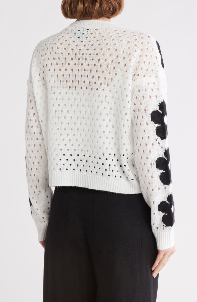 Forgotten Grace Floral Open Stitch Cardigan, Alternate, color, Ivory/ Black