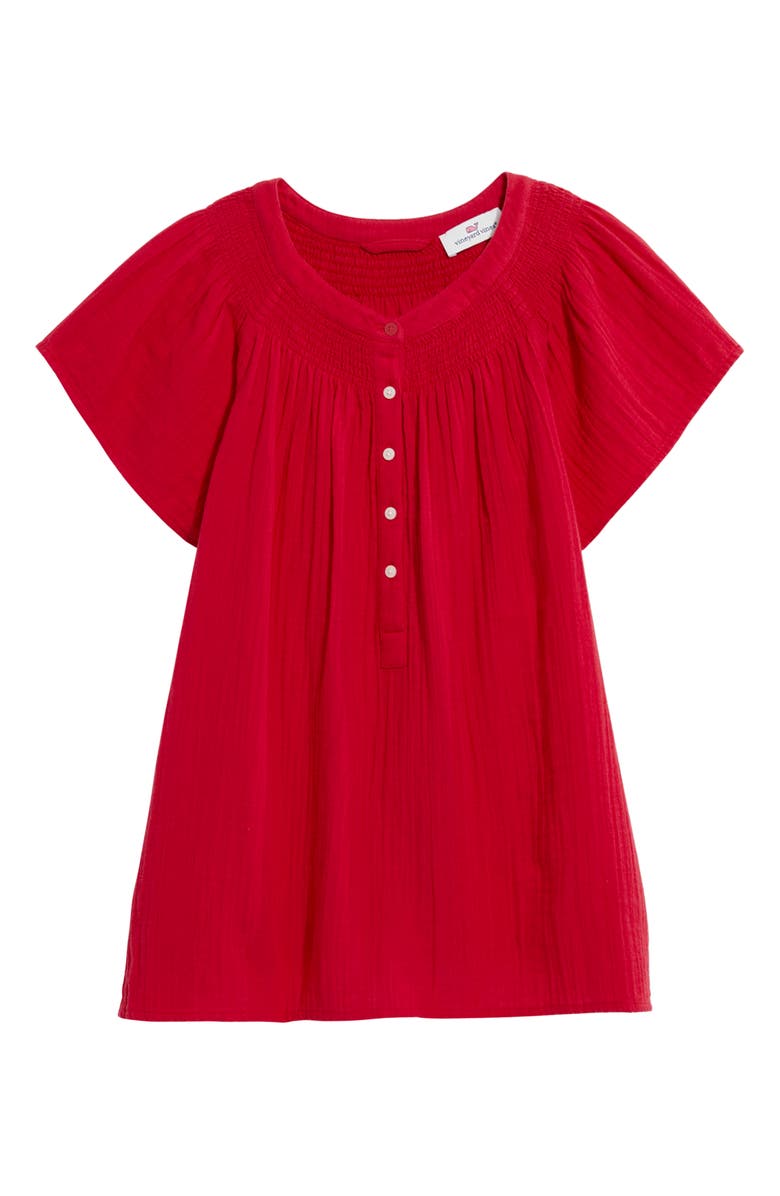 vineyard vines Gauze Flutter Sleeve Top, Main, color, Lighthouse Red