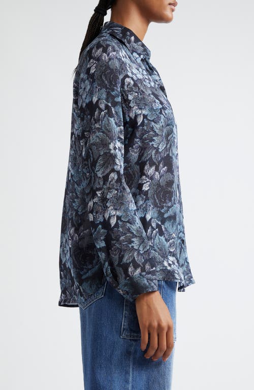 L Agence Nina Silk Blouse In Black/midnight Floral Multi