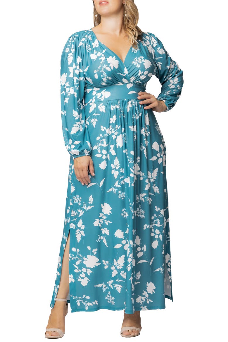Kelsey Long Sleeve Maxi Dress, Main, color, AQUA BLOOMS